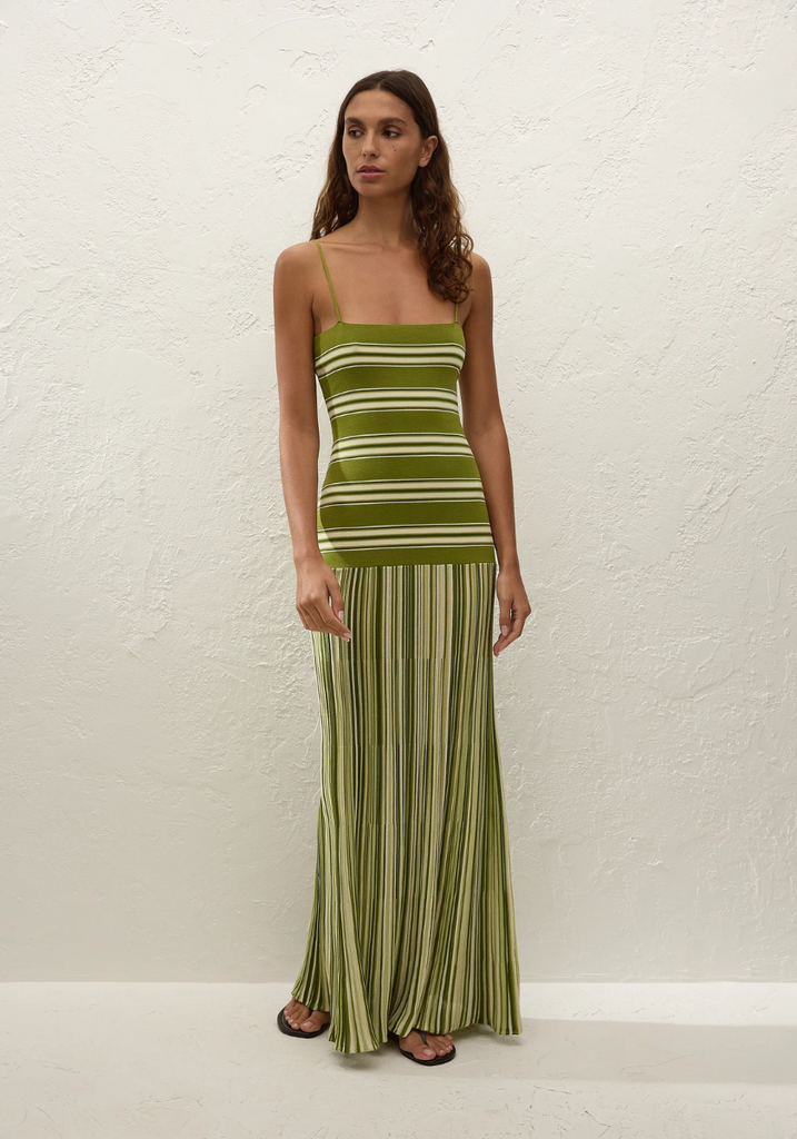 Essenia Knit Dress - Ombre Stripe Macro Juniper Alterior Motif Essenia Knit Dress - Ombre Stripe Macro Juniper Alterior Motif