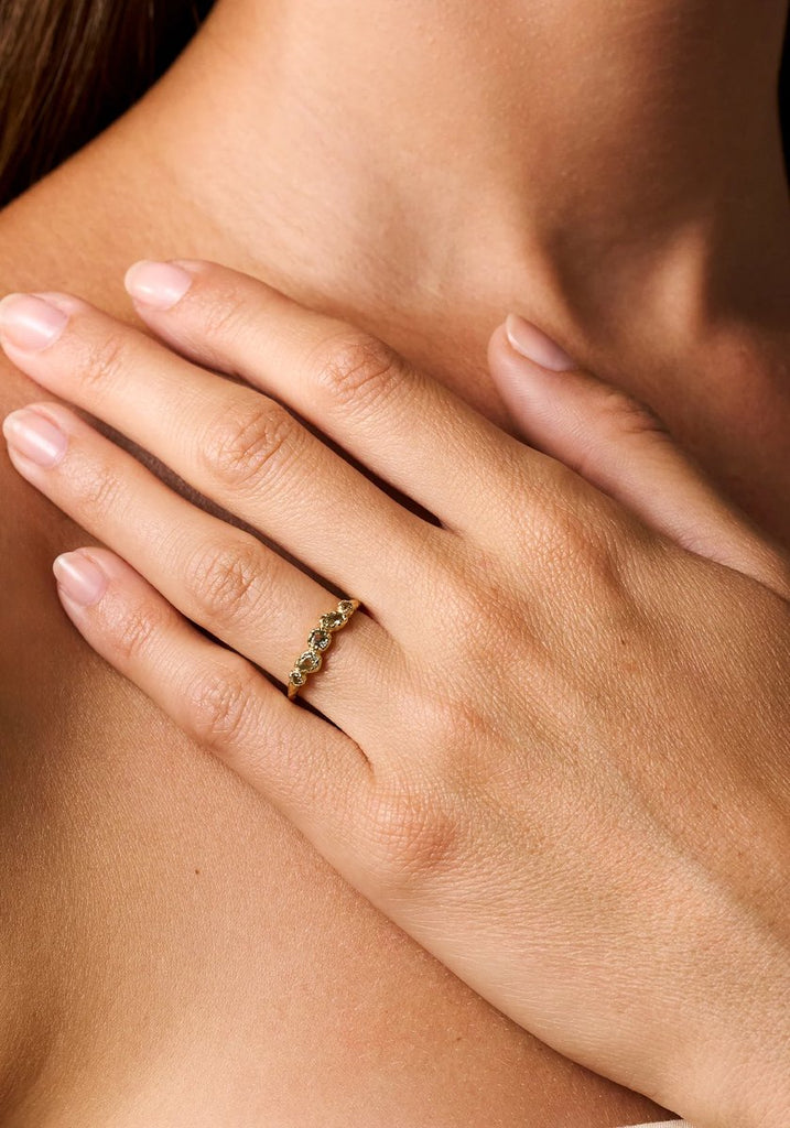 Agapée Koré Celadon Ring worn on model's hand