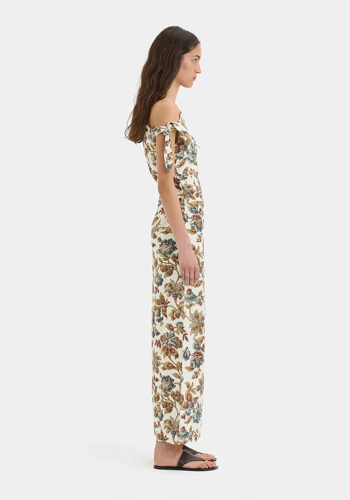 Flattering Florals Eleanora's Waist-Ruched Linen Dress